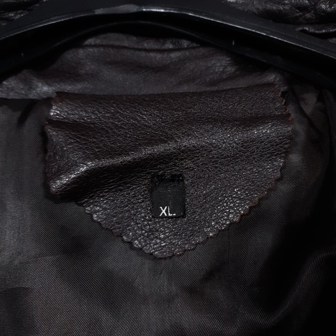 실측 M) 빈티지 양가죽 램스킨 엘보 디테일 레더 후드 자켓 브라운 상품이미지7