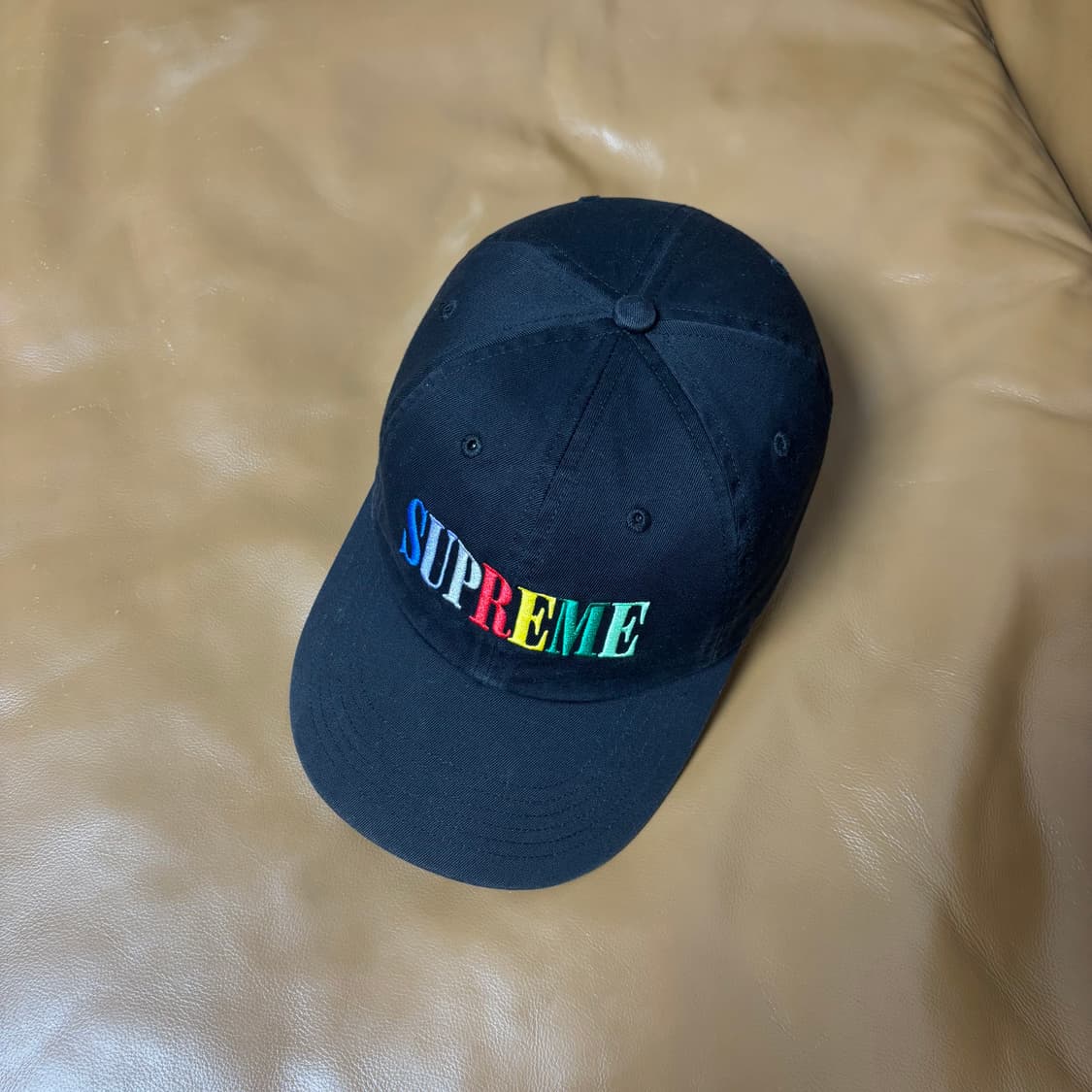 슈프림 6패널 볼캡 모자 멀티 컬러 로고 워시드 블랙 상품이미지5