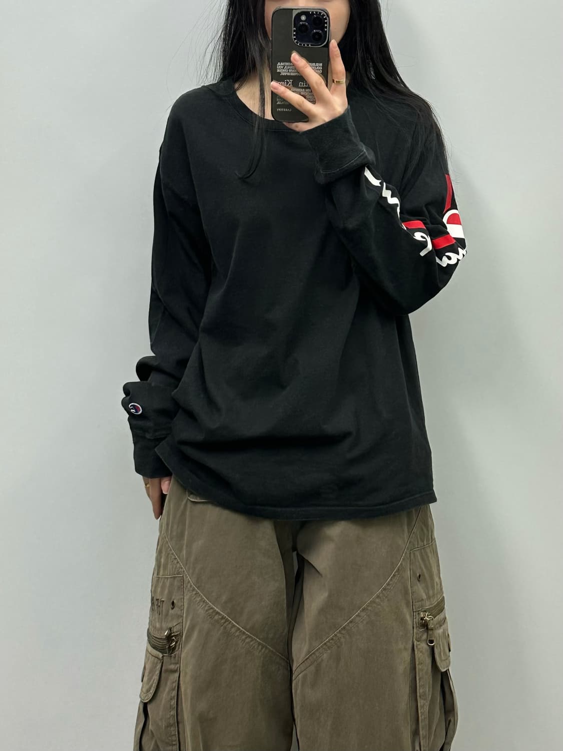 챔피온 레터링 블랙 롱슬리브 긴팔티 상품이미지1