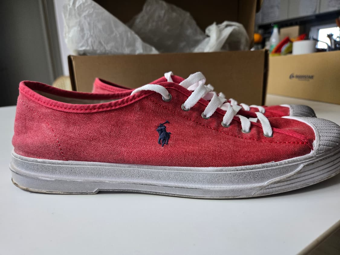 폴로 에센스 100 캔버스 캡토 스니커즈 레드 상품이미지1