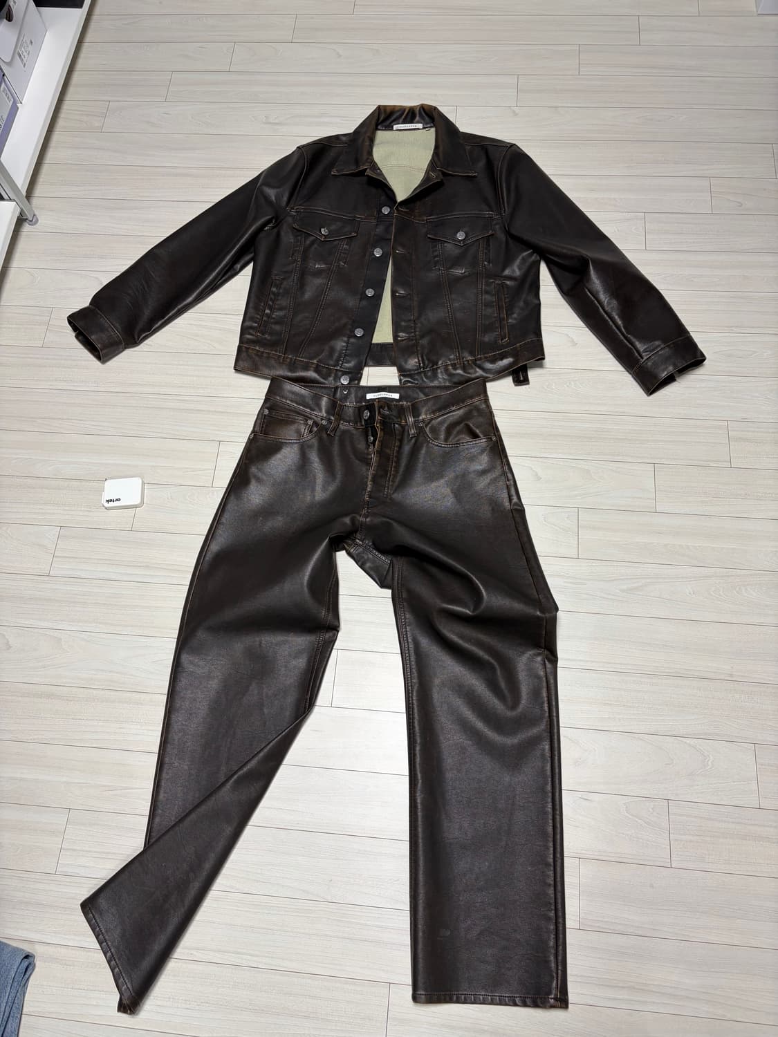 (L,32) Sunflower 레더 트러커 셋업 빈티지브라운 상품이미지5