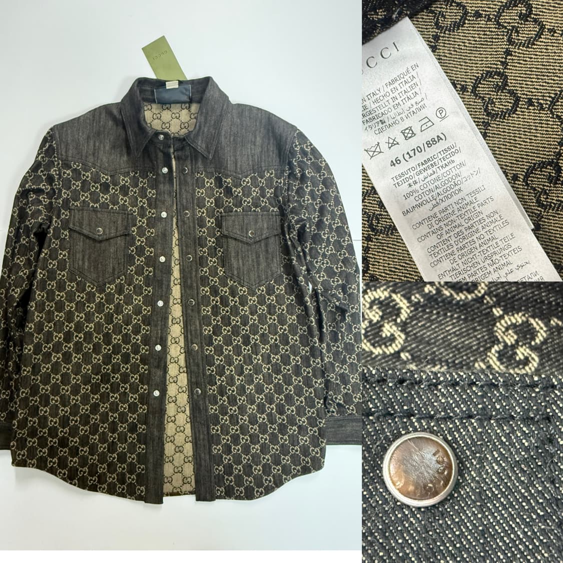 구찌 GG 로고 데님 자켓 블랙 정품 상품이미지1