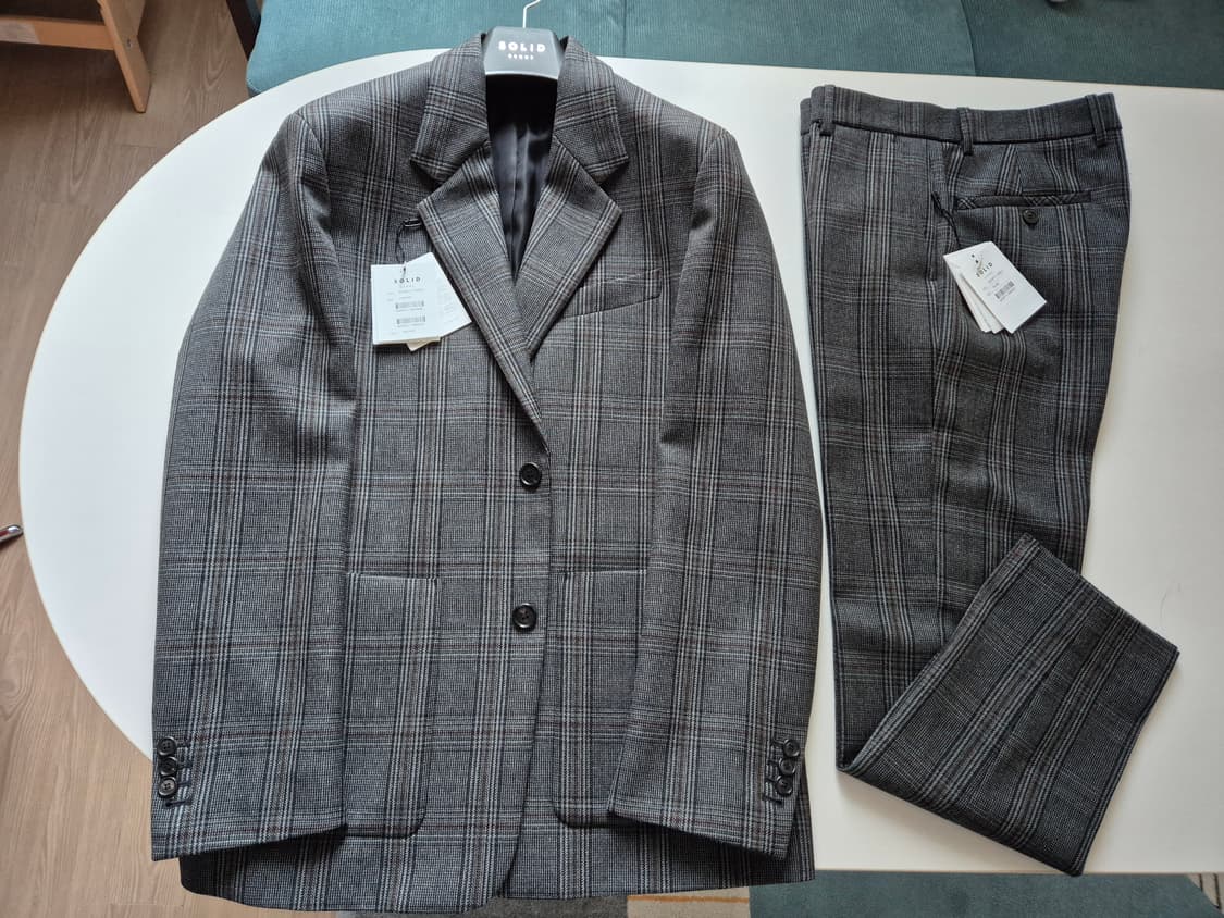솔리드옴므 체크 셋업 수트(상의 100, 하의 30) 상품이미지1