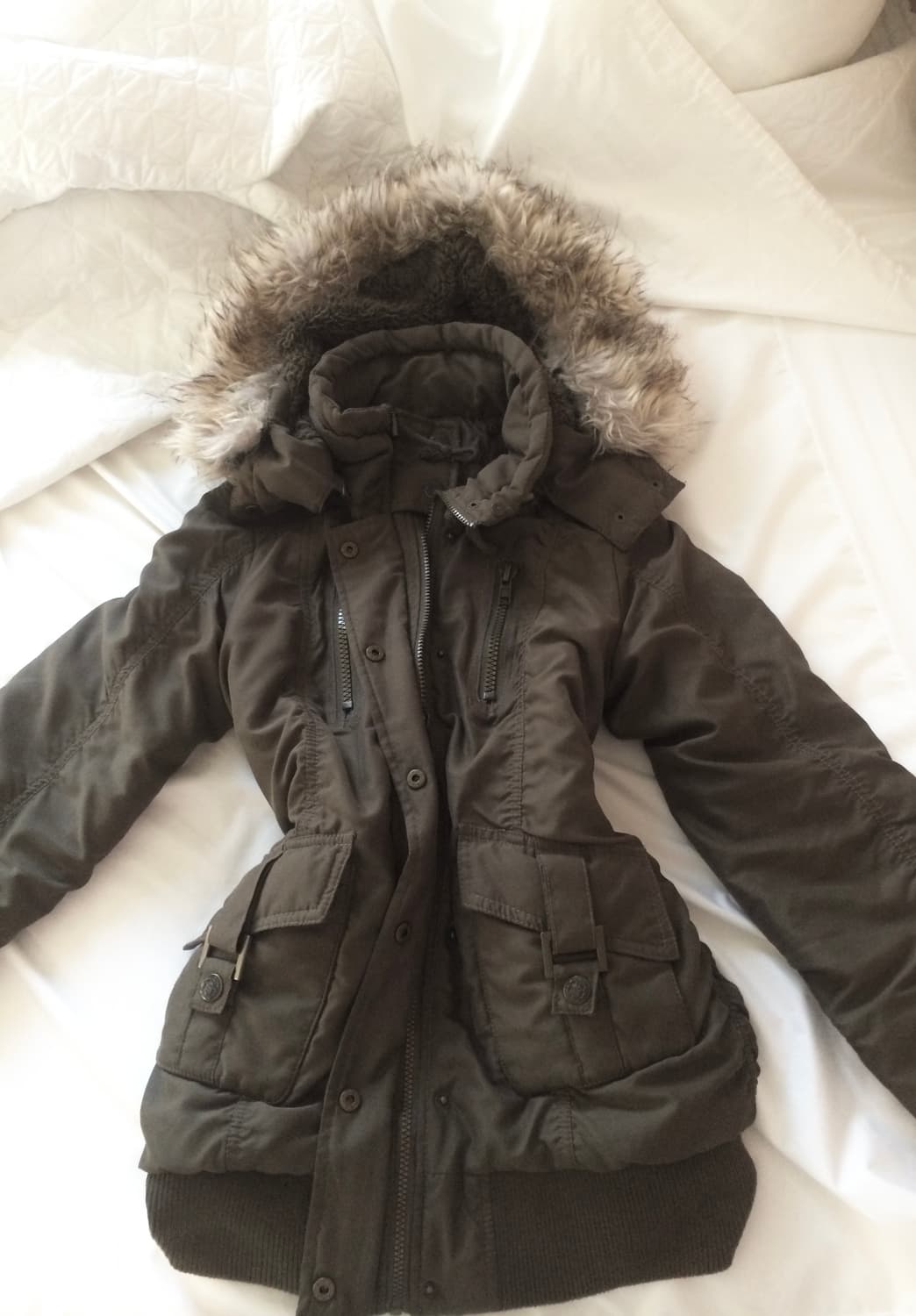 빈티지 퍼 후드 패딩 셔링 자켓 지퍼 y2k 야상 상품이미지1