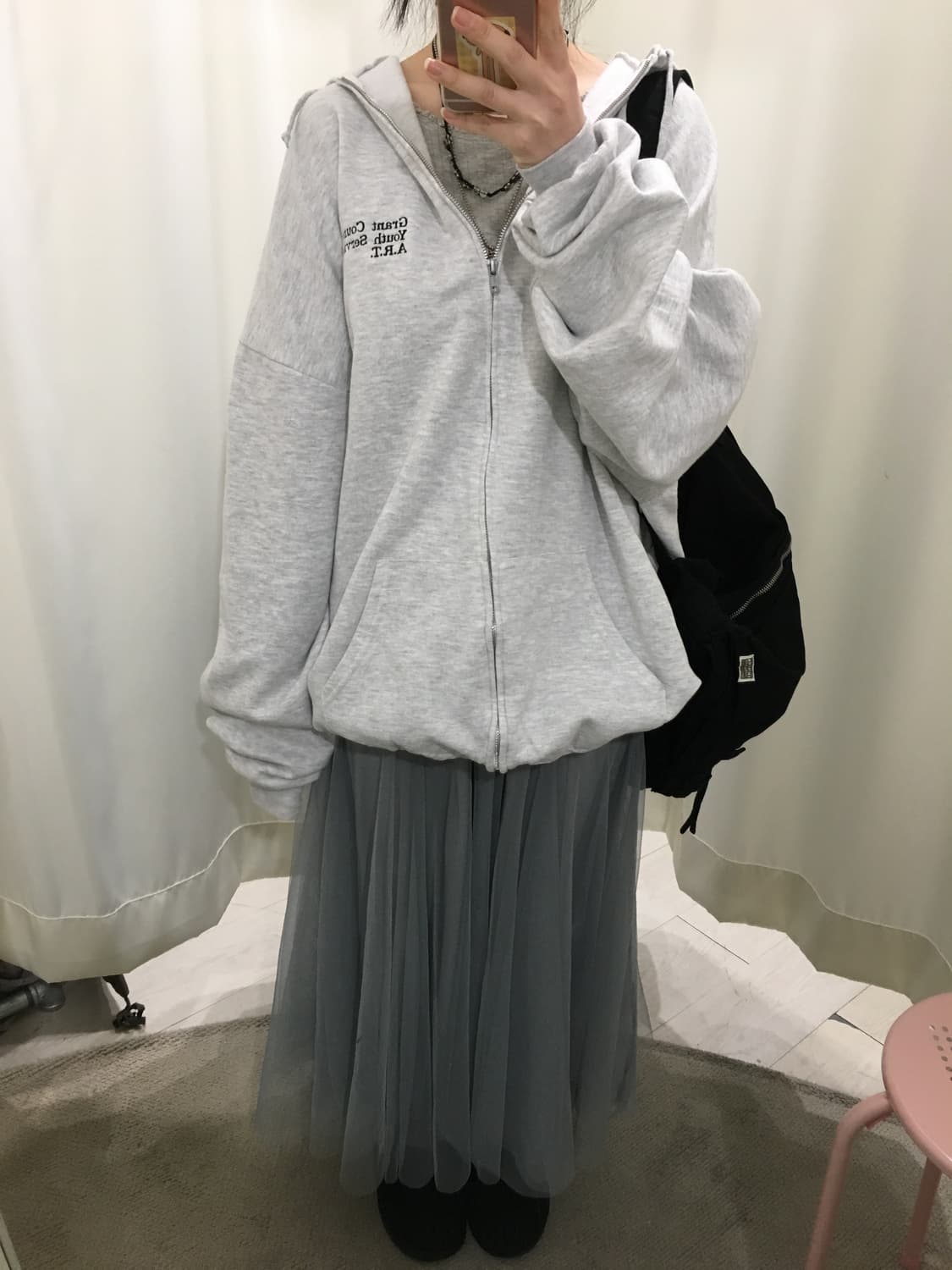 블루그레이 튤 스커트 상품이미지2