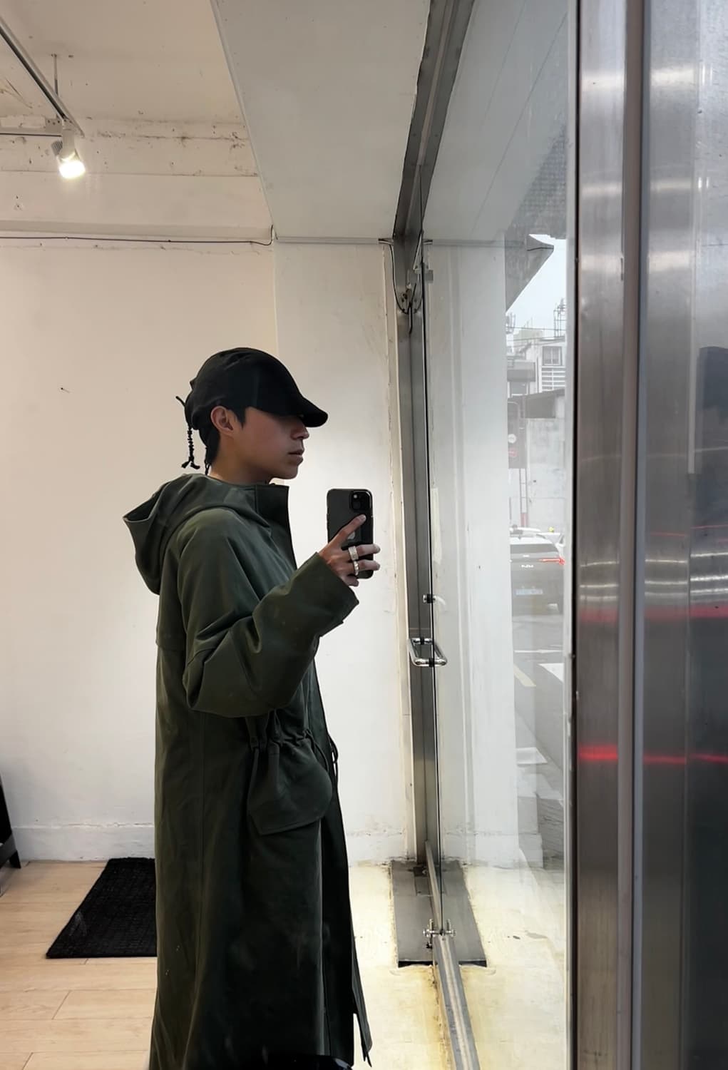 Yiyae 이예 몰스킨 후드 롱파카 카키 m 상품이미지5