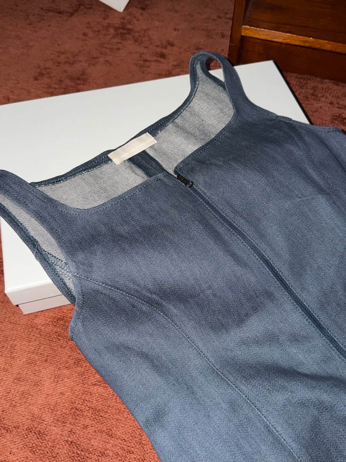 [아모멘토 amomento] 데님 원피스 베스트 블루 상품이미지4