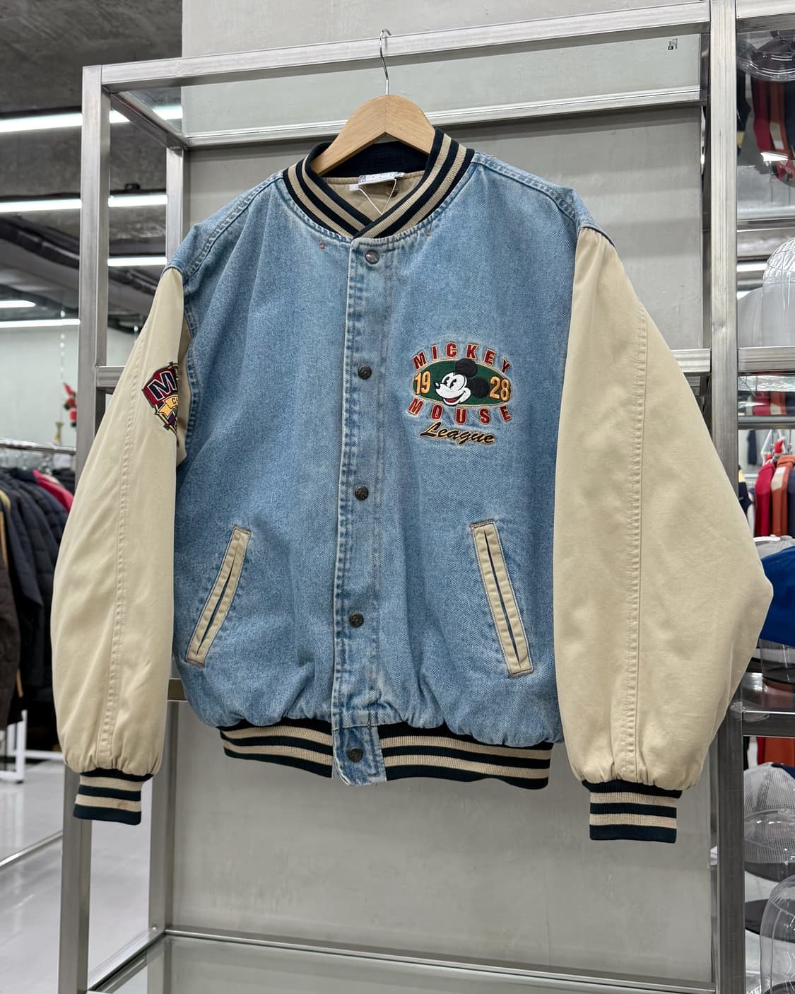 디즈니 00s 미키마우스 백로고 데님 바시티 자켓 상품이미지5