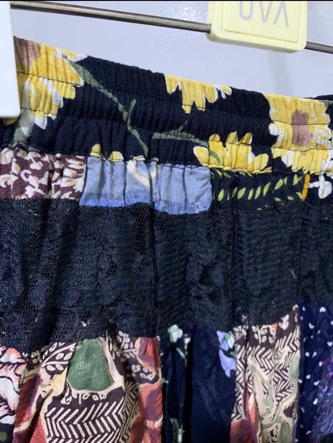 패치워크 레이어드 미디 스커트 상품이미지2