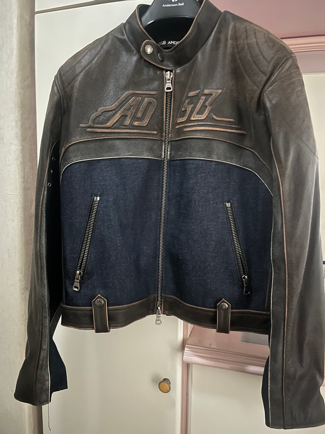 앤더슨벨 ADSB 레이싱 레더 자켓 브라운 S 상품이미지1