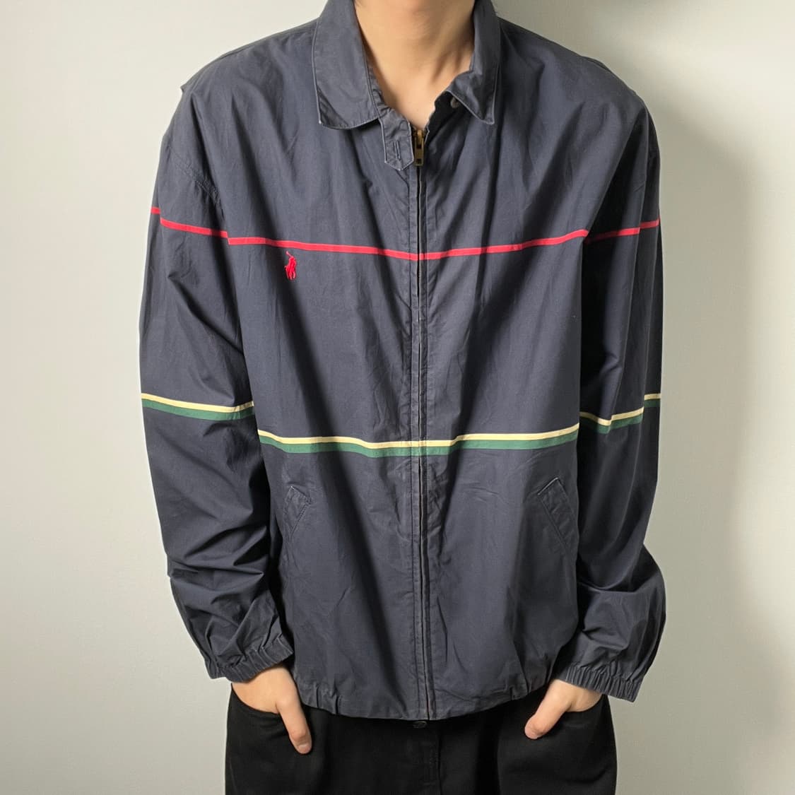90's 폴로 랄프로렌 올드스쿨 스트라이프 스윙탑 자켓 XL 상품이미지3