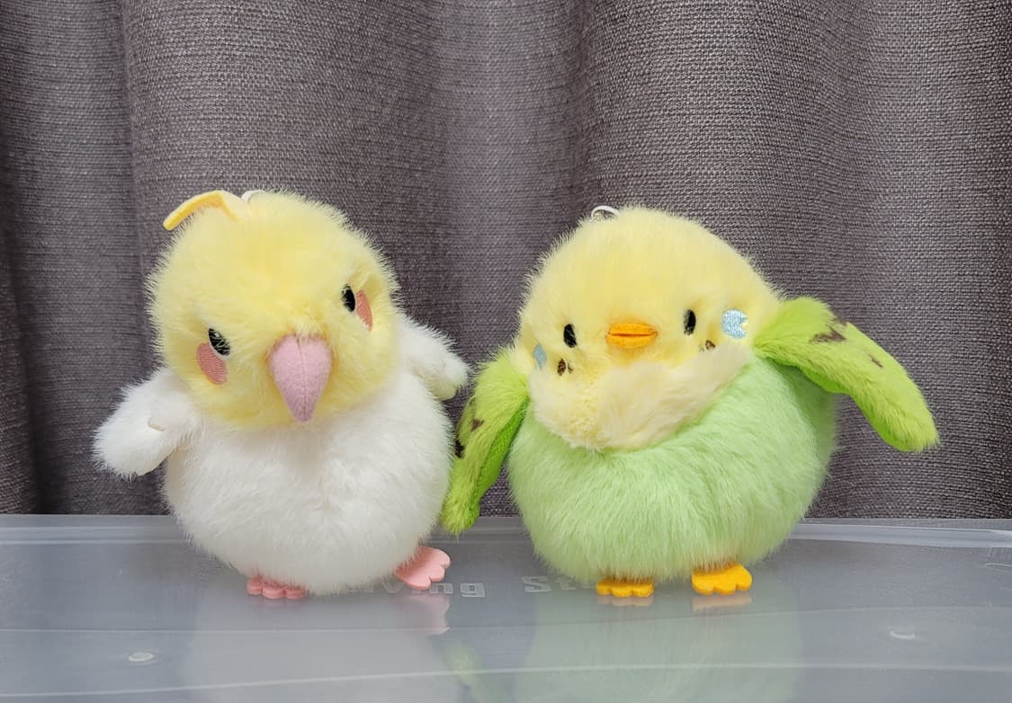 새 인형 키링 2개 일괄 가방고리 빈티지 앵무새 참새 동물 봉제인형 상품이미지2