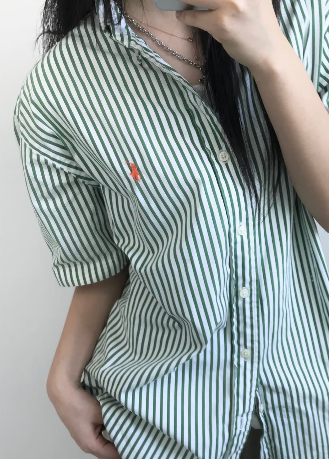 Polo by RalphLauren 폴로 그린 스트라이프 반팔 셔츠 상품이미지2