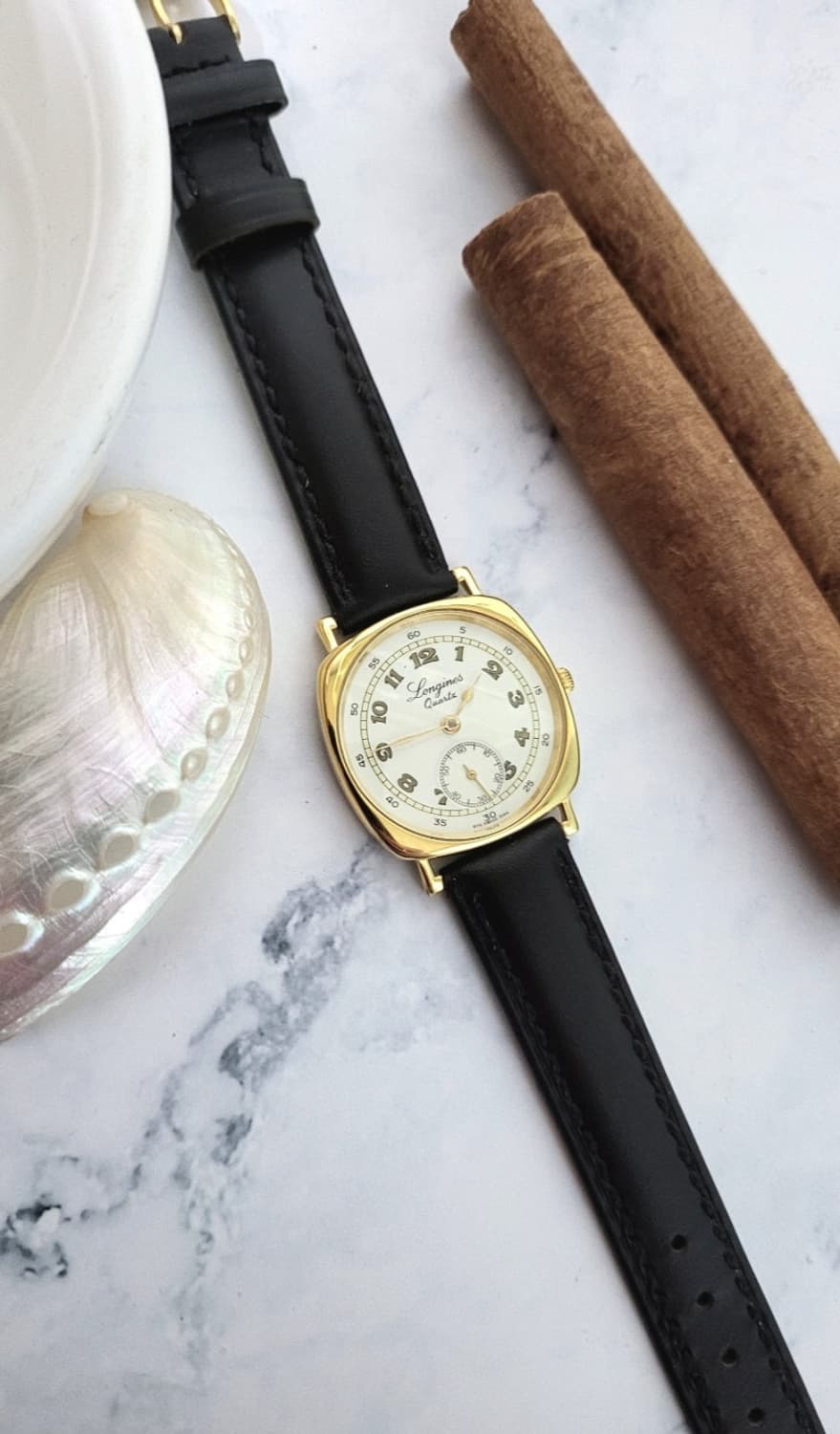 정품 론진 150주년 946.5164 남여공용 쿠션케이스 쿼츠시계 상품이미지4