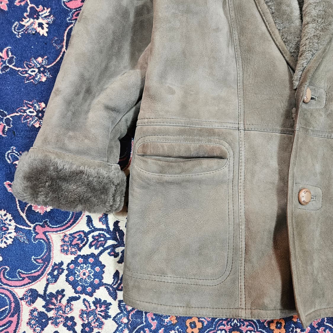 CAREER 빈티지 양가죽 양털 카라넥 무스탕 자켓  상품이미지4