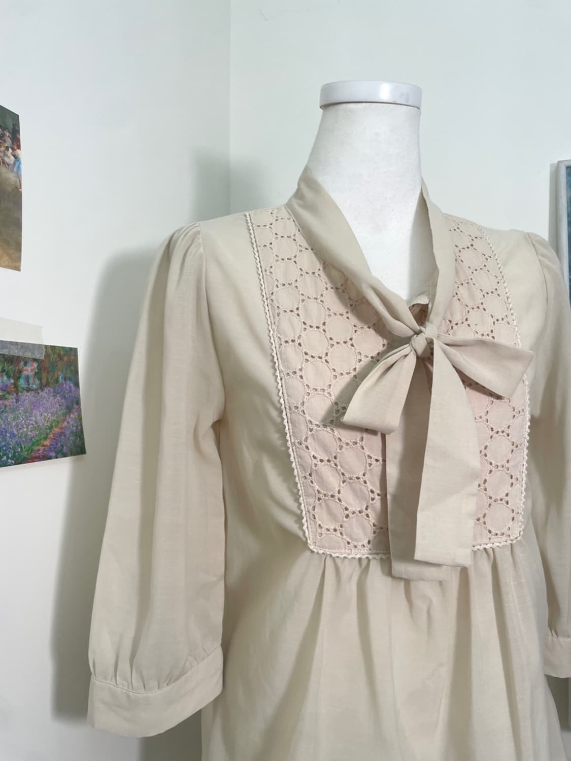 butter lace trim bow point mori blouse 상품이미지6