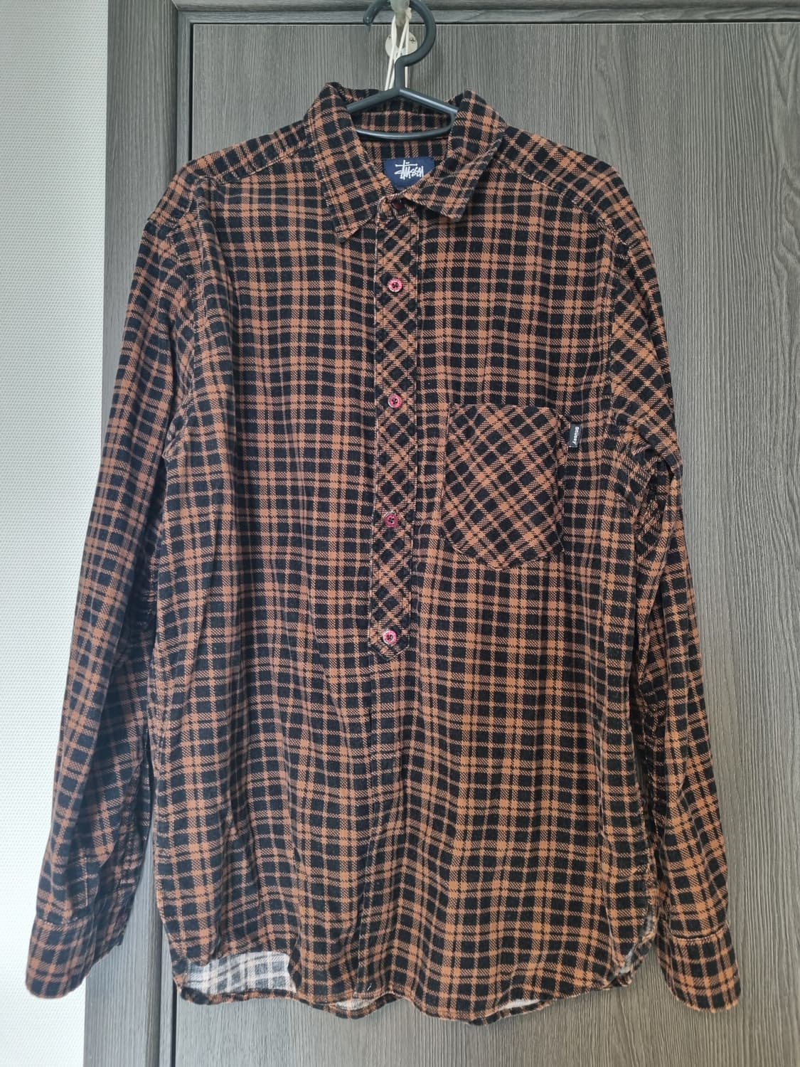 00s 올드 스투시 코듀로이 체크 셔츠 M 상품이미지1