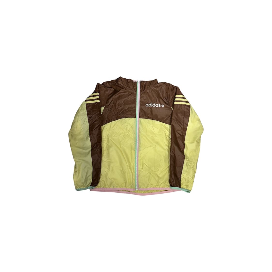 아디다스 브라운 피스타치오 두쫀쿠 배색 후드 바람막이 자켓 M 상품이미지5
