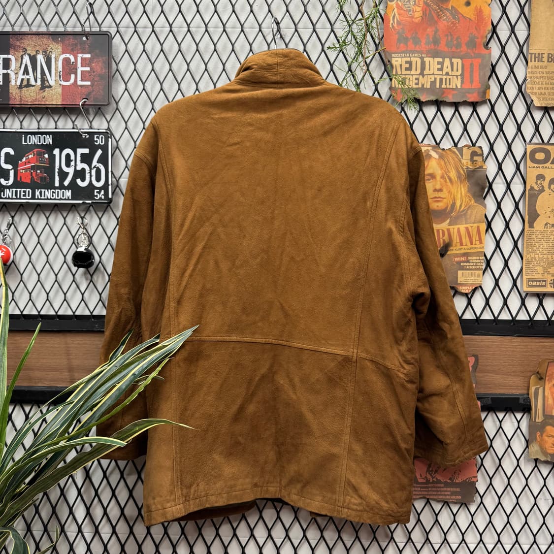 90s JPN VINTAGE 양가죽 스웨이드 미디 코트 브라운 상품이미지2