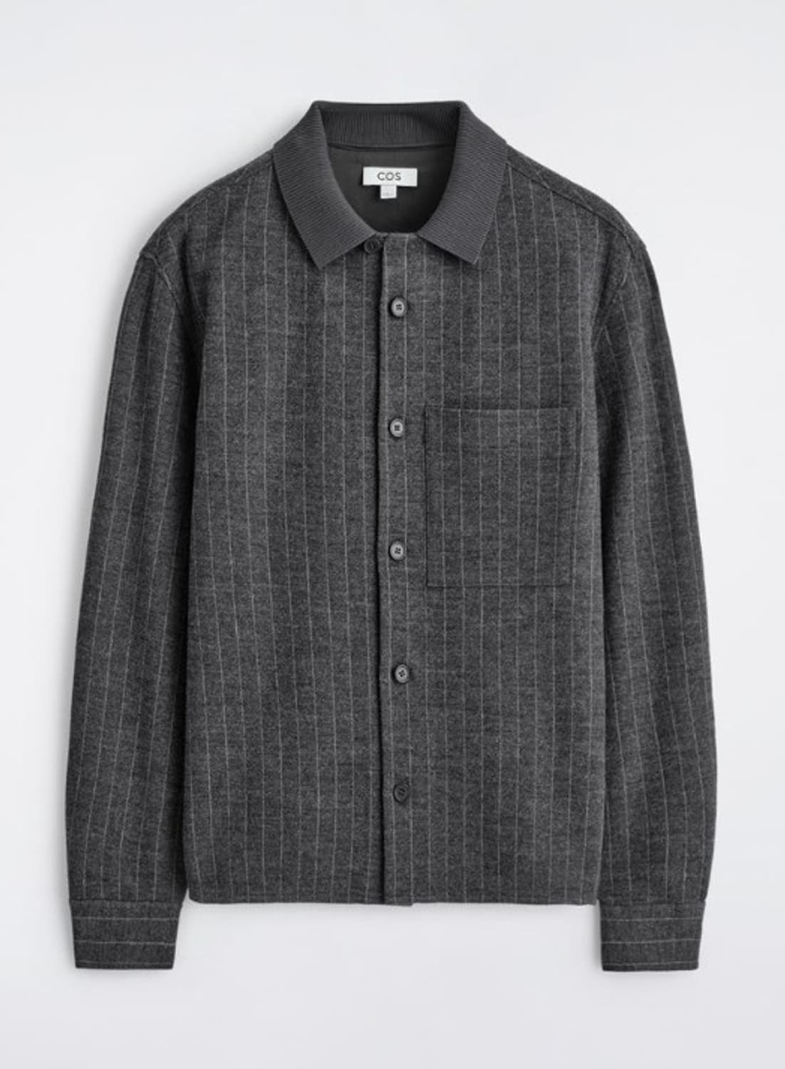 릴랙스드 핀스트라이프 울 블렌드 저지 셔츠 s 상품이미지1