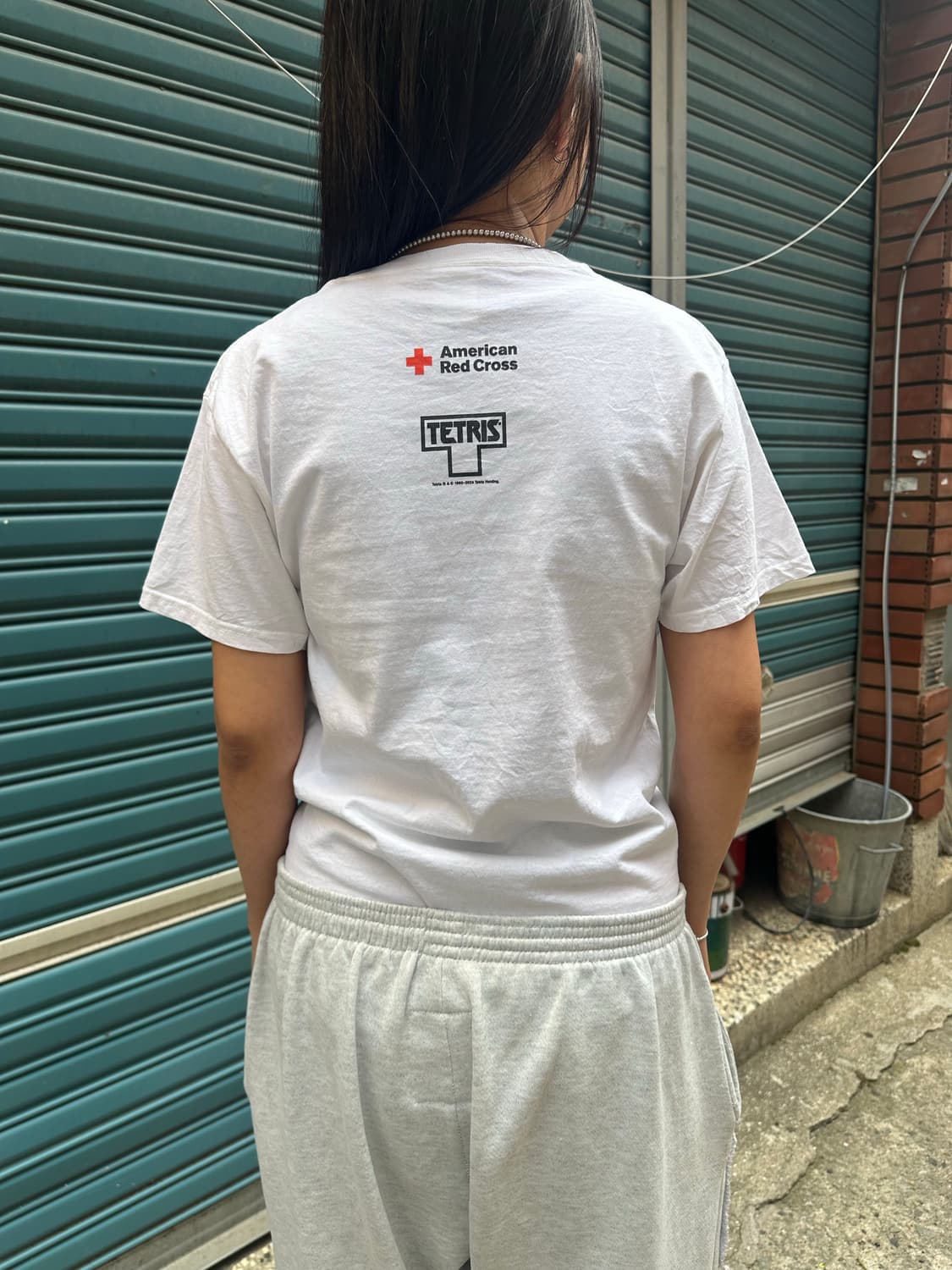 American Tetris print logo T-shirt 상품이미지5