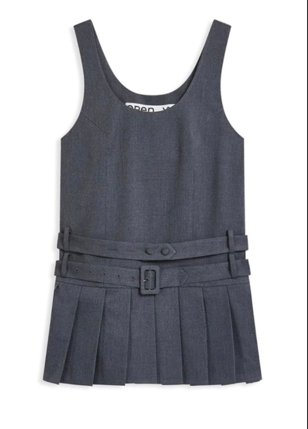 오픈와이와이 BELTED PLEATED MINI DRESS, GRAY 상품이미지1