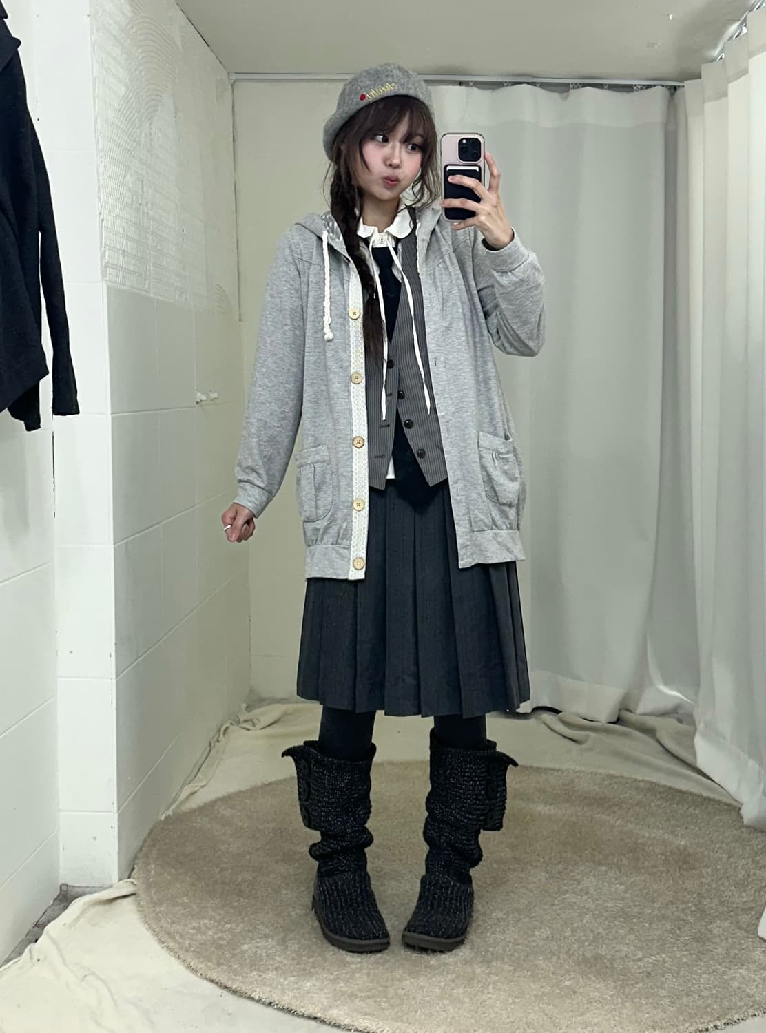 그레이 너드 니혼진 프레피 코트 코디세트 상품이미지2