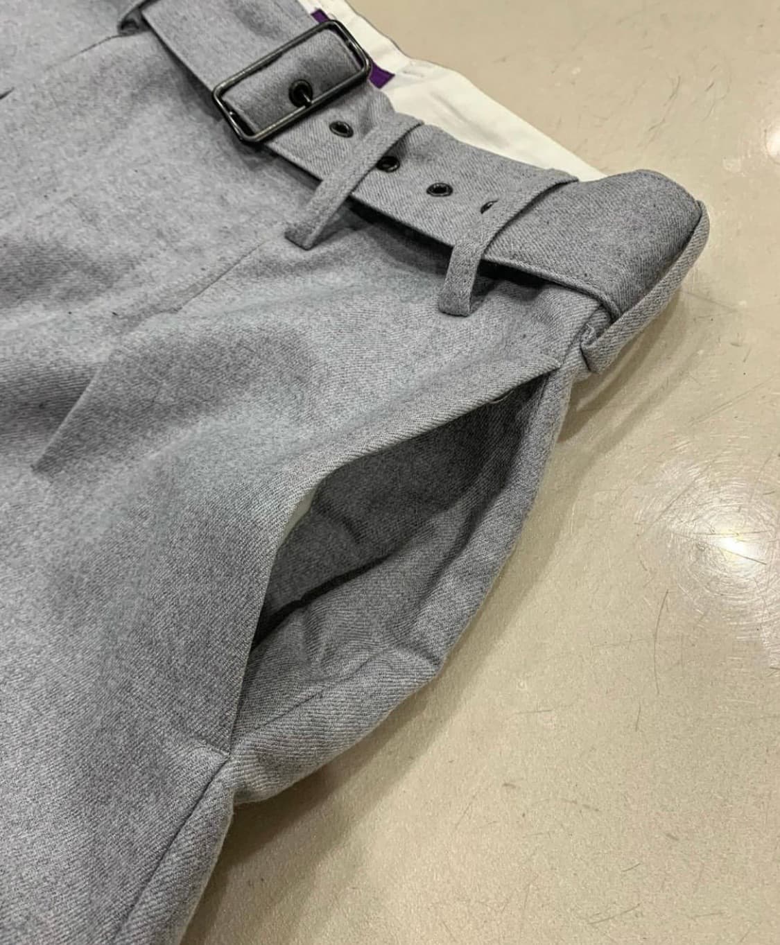 Yohji yamamoto 울x폴리 벨티드 디테일 팬츠 상품이미지3