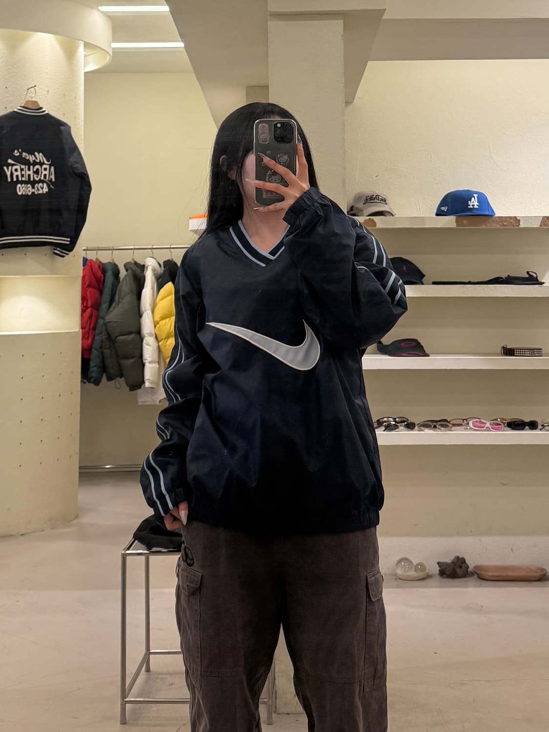 나이키 빅 스우시 브이넥 나일론 웜업 네이비 U839 상품이미지1