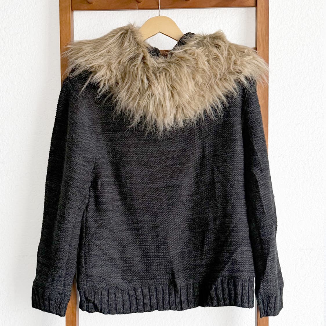 유키모리 퍼후드 케이블 가디건 상품이미지6