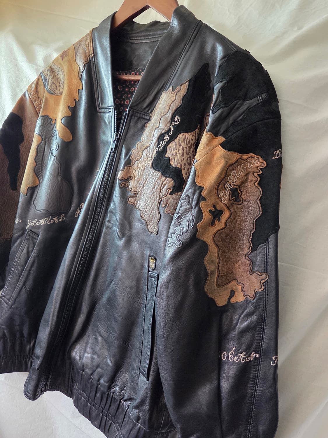 월드맵 패치 양가죽 레더 자켓 105 상품이미지7