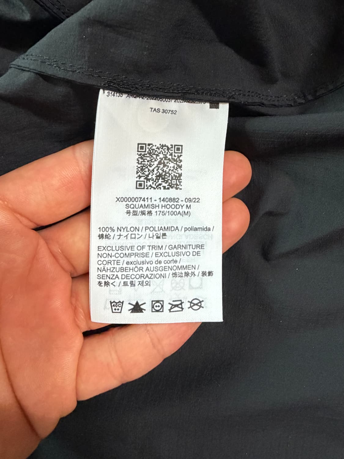[M] 아크테릭스 스쿼미시  후디 후드 블랙 상품이미지4