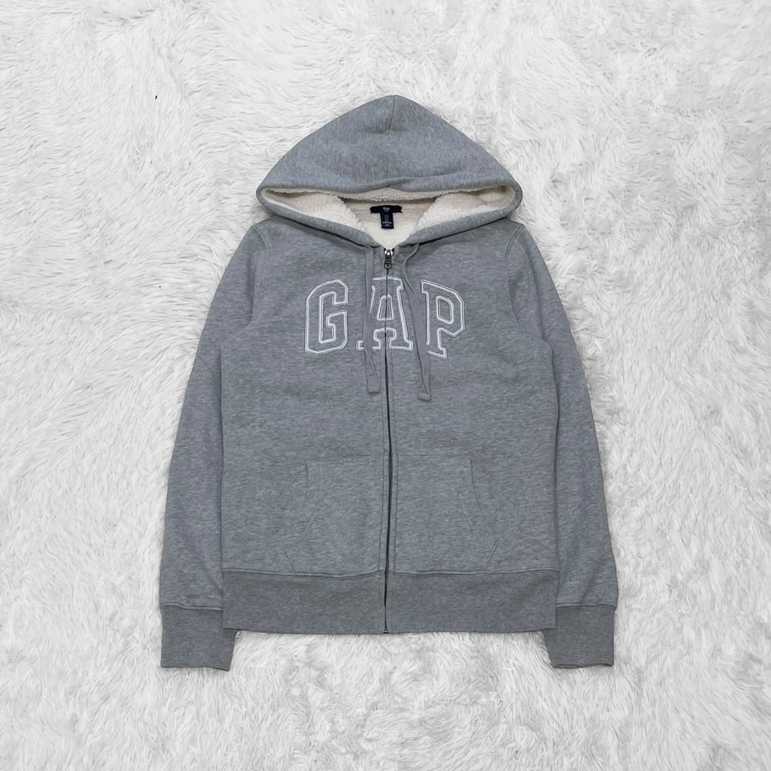 갭 Gap 스펠 로고 양털 후드집업 그레이 상품이미지2