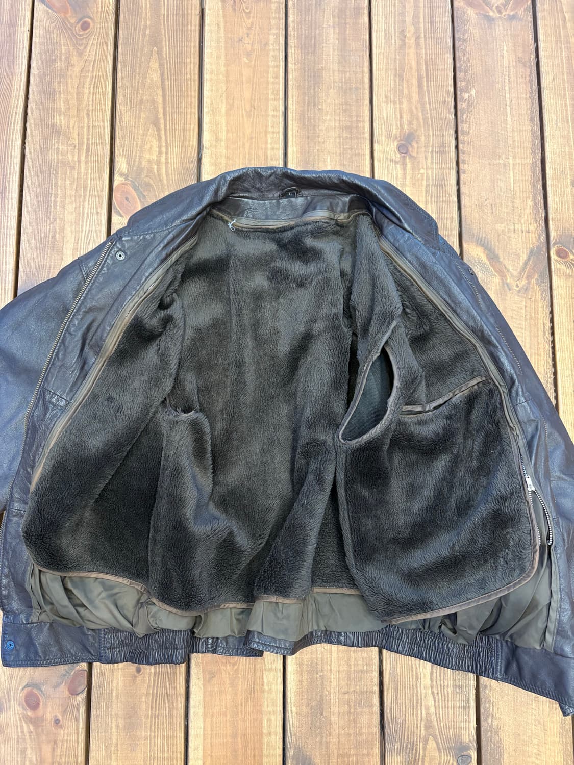 브라운 소가죽 봄버자켓 상품이미지6