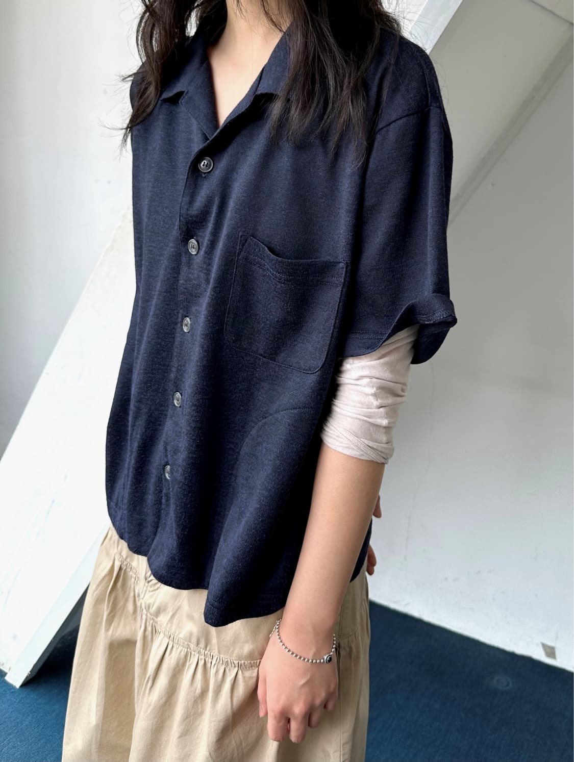 High gauge poly short sleeve knit shirke 상품이미지5