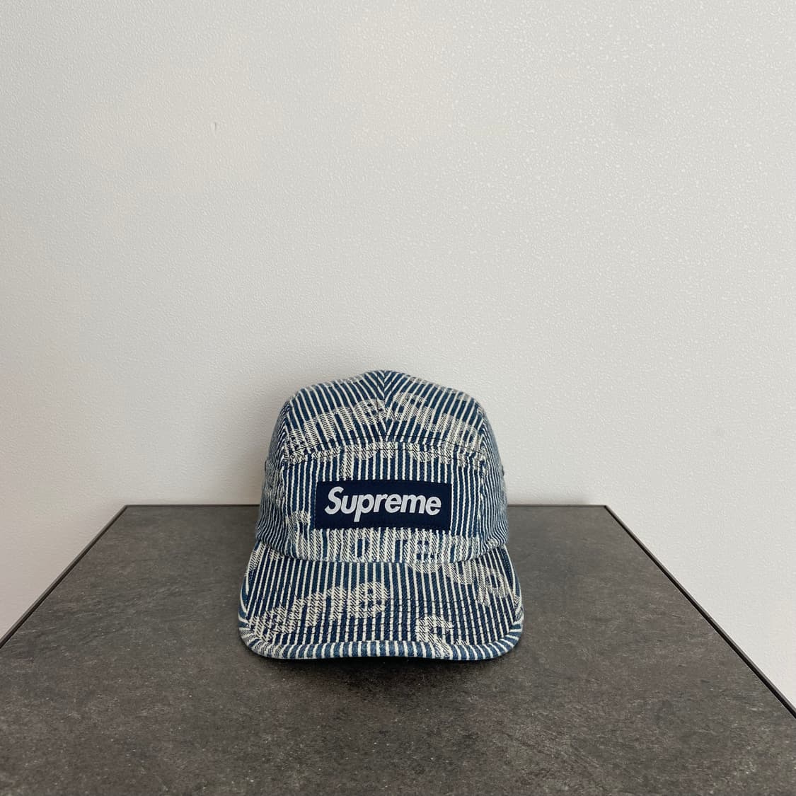 (OS) 슈프림 박스로고 캠프캡 모자 스트라이프 데님 상품이미지1