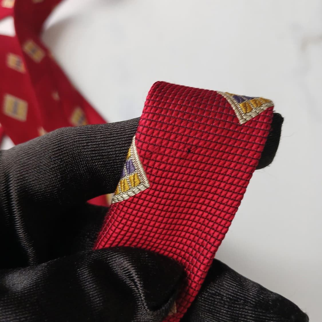 입생로랑 실크 레드 자카드 넥타이 9.6cm A등급 E958 상품이미지9