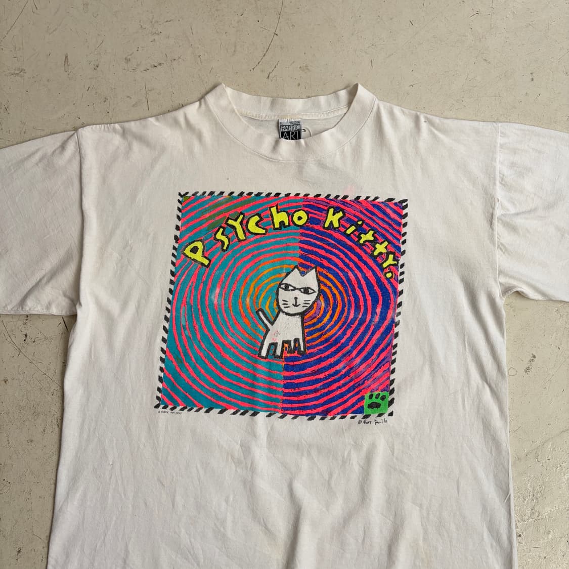 90s USA Psycho Kitty 빈티지 싱글스티치 반팔티 XL 상품이미지4