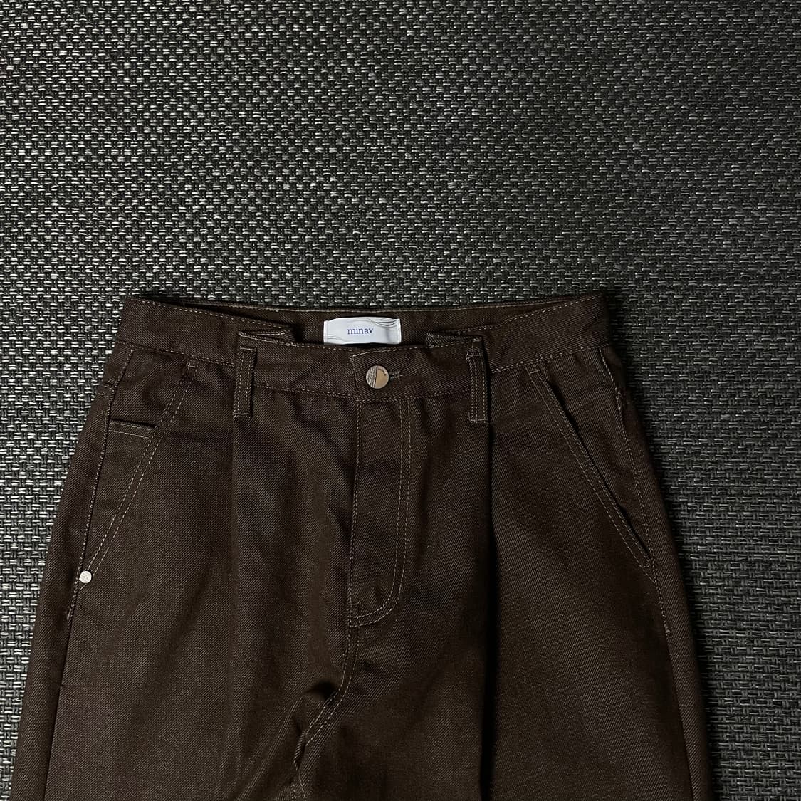 (30) 미나브 브라운 와이드 핀턱 데님 팬츠 M 상품이미지3