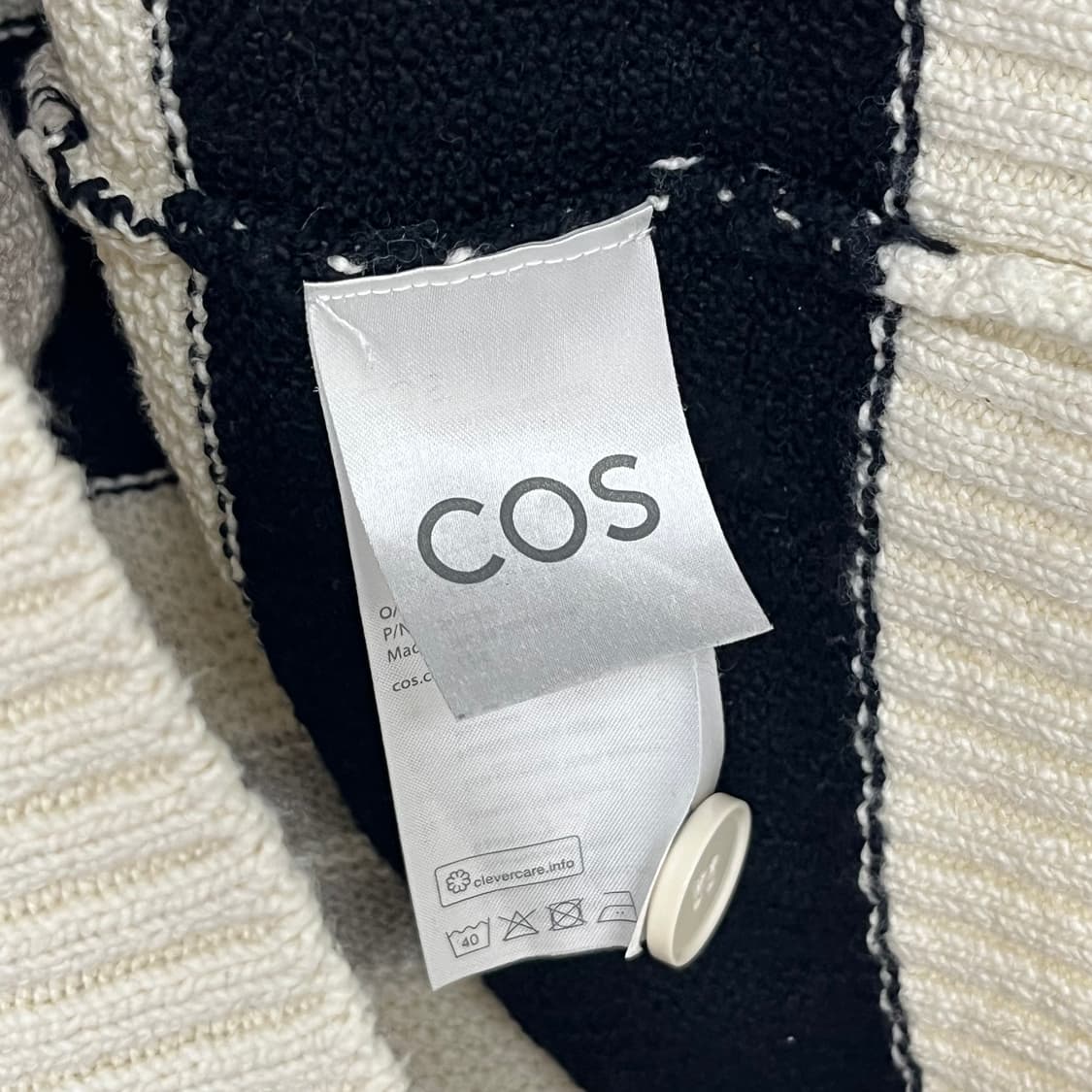 COS 코스 숏 슬리브 스트라이프 반팔 가디건 크림 상품이미지5