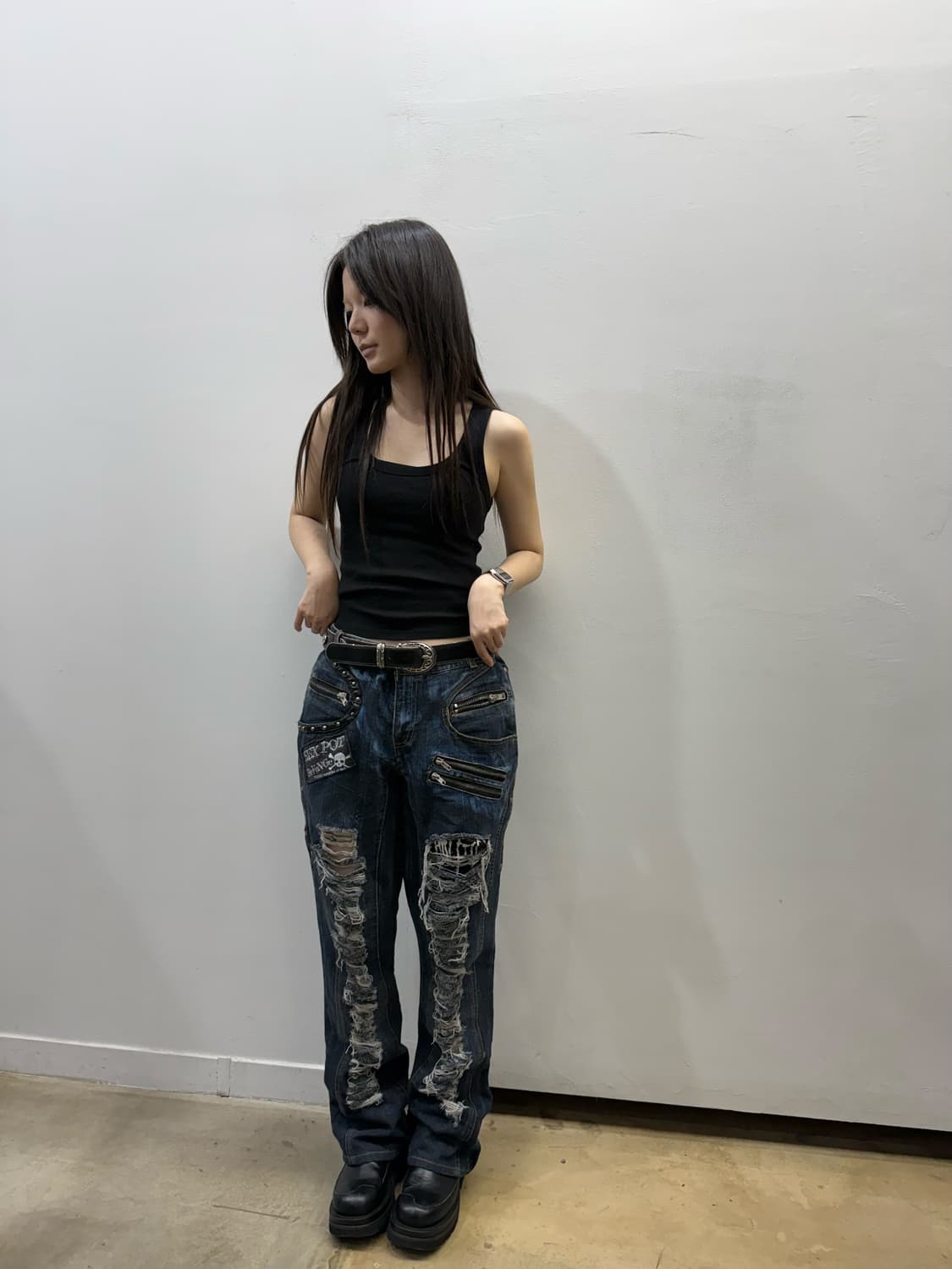 섹스팟리벤지 그런지 펑크 데님 팬츠 상품이미지3