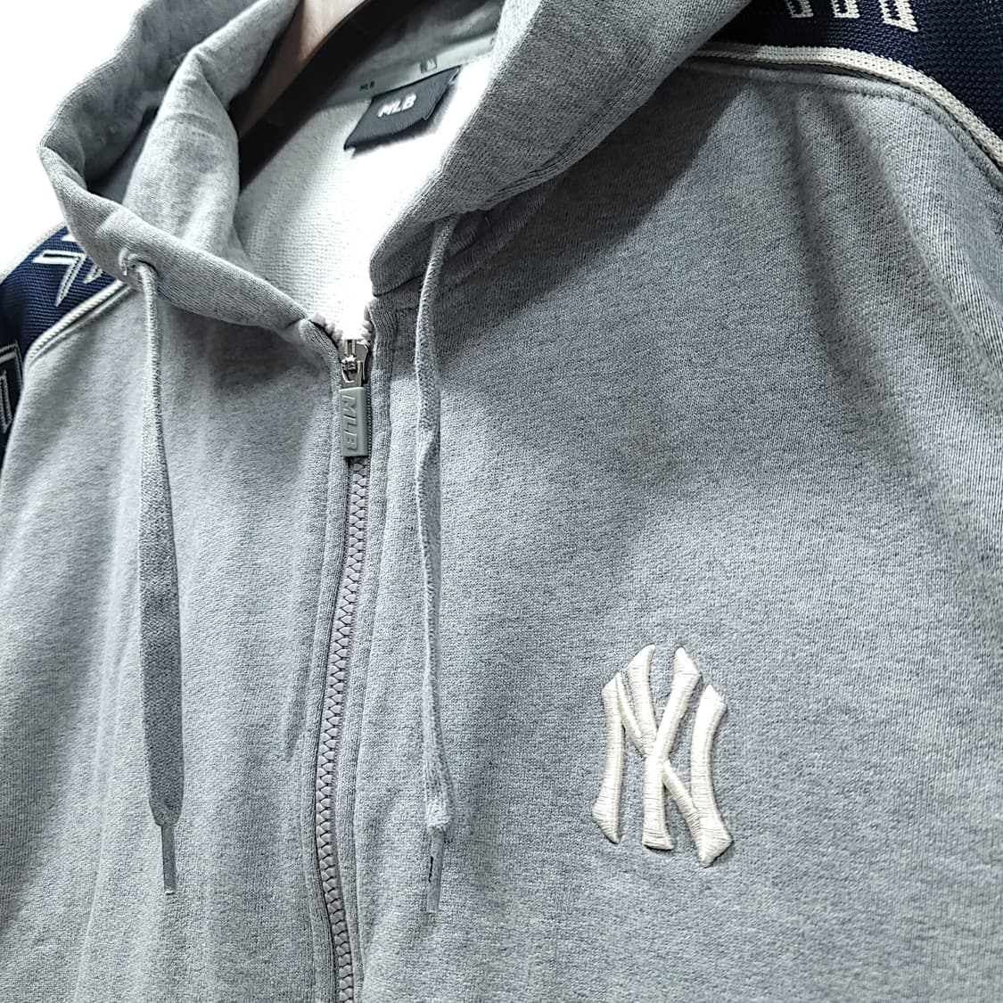 [XL] MLB 뉴욕양키즈 멜란지 그레이 후드집업 상품이미지5