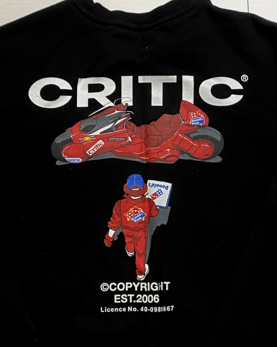 크리틱 맨투맨 아키라 오마쥬 오버핏 블랙 L사이즈 상품이미지1