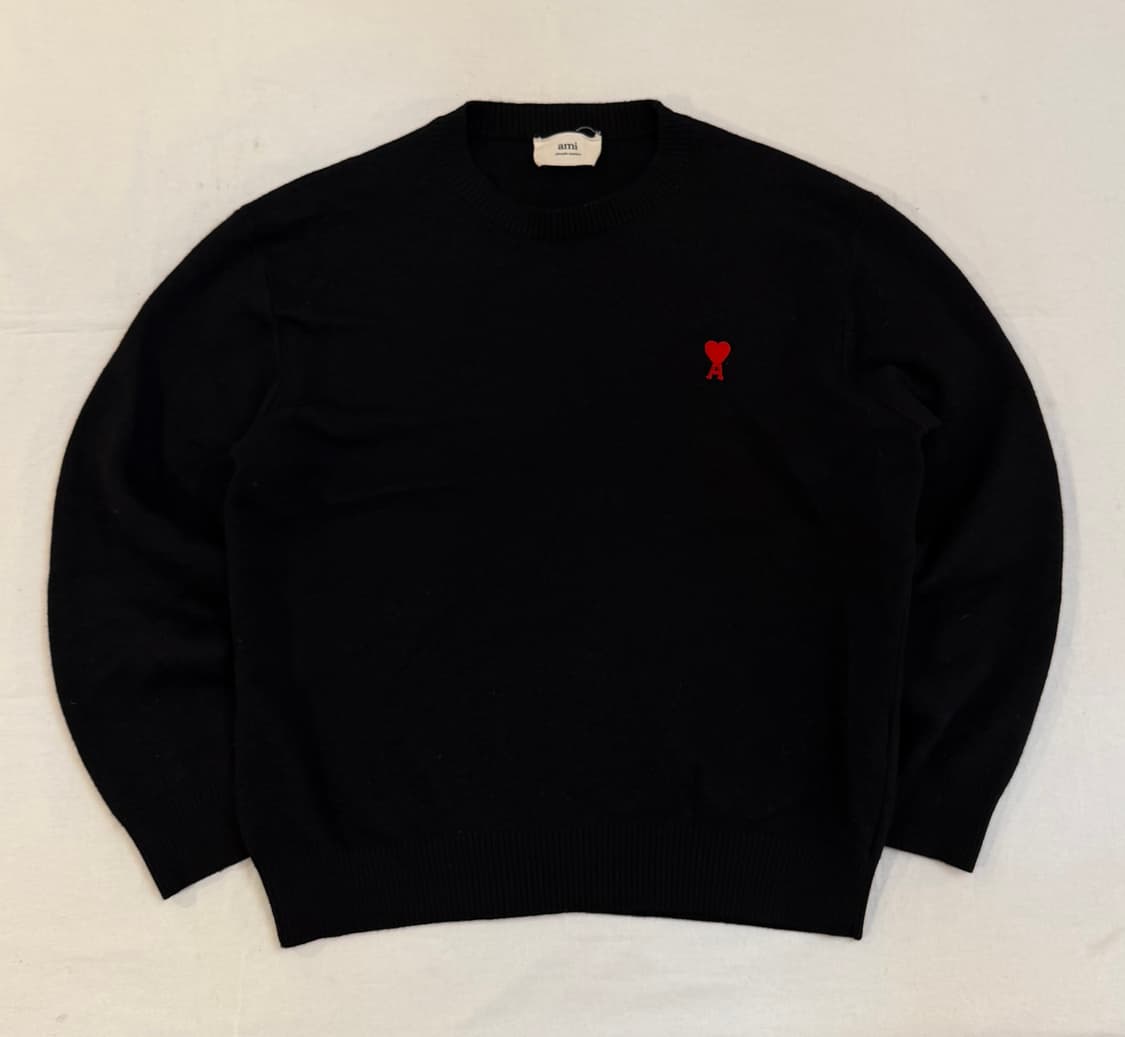 21ss 아미 스몰하트 로고 메리노 울 니트 블랙 상품이미지1