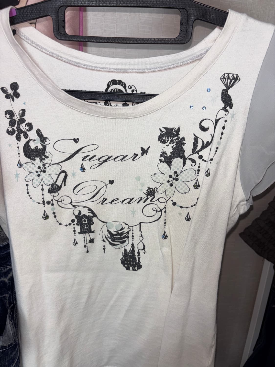 큐빅 프릴 헤이세이 반팔 티셔츠 니혼진 히메갸루 로걀 빈티지  상품이미지2