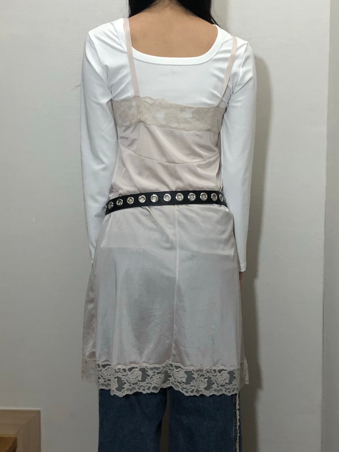 빈티지 라이트그레이 프릴 슬립 원피스 상품이미지8