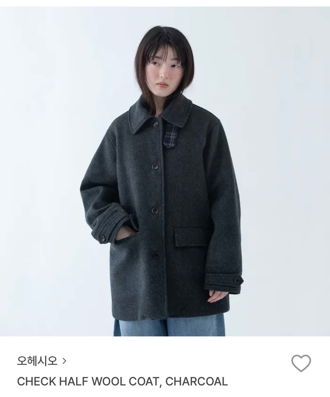 ohesio half wool coat, charcoal 상품이미지1