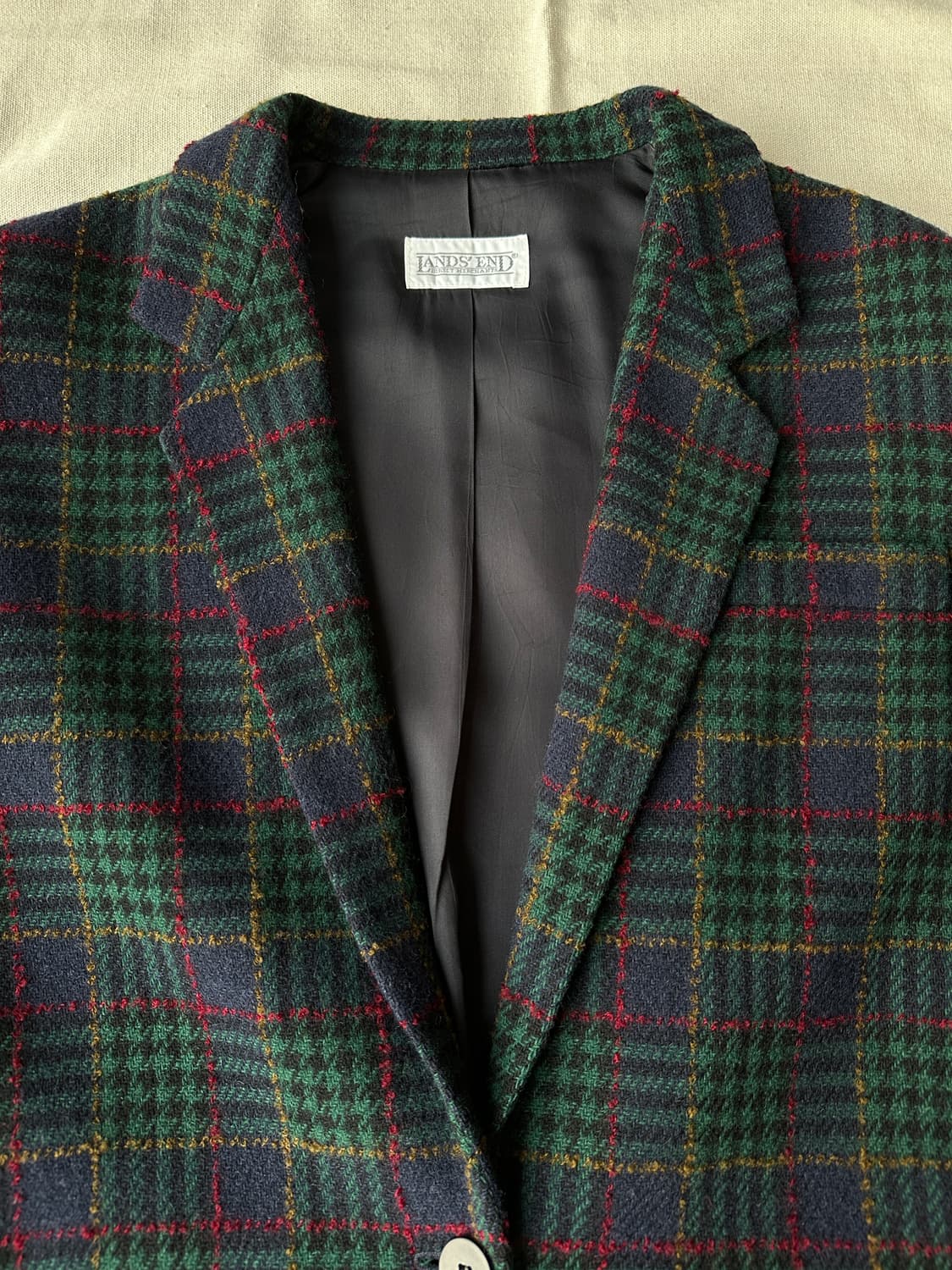 랜즈엔드 made in USA 타탄체크 울 원버튼 블레이저 10 상품이미지3