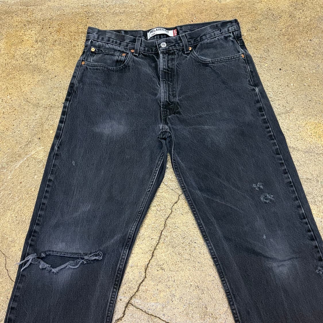 00s 미국 빈티지 리바이스 550 블랙진 찢청 청바지 상품이미지2
