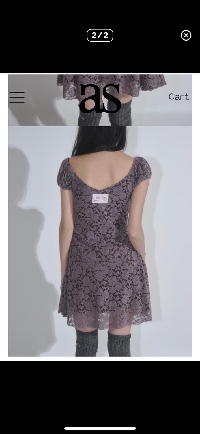 애즈온 플로라 레이스 퍼프 원피스 브라운 상품이미지2